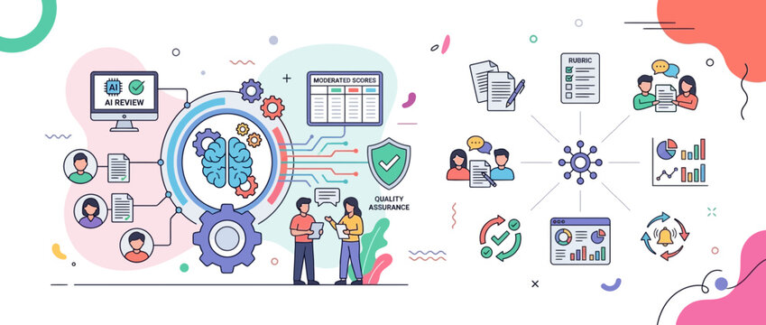AI Education and Healthcare Concept with Artificial Intelligence Review and Data Quality Assurance