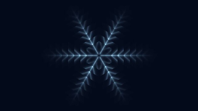 Six branch crystal dendrite growing seamless loop, frost snowflake formation macro background
