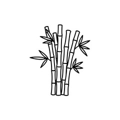 Fototapeta premium Bamboo stalks and leaves line art