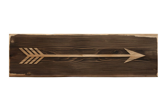 Long dark wood direction board with a narrow right arrow