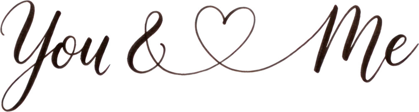 Copper you and me text with heart symbol.