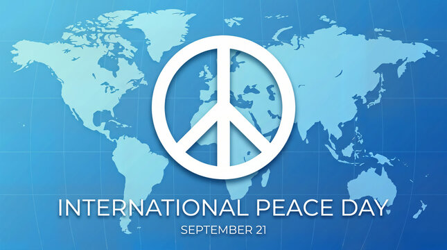 International peace day symbol with world map background non violence humanity