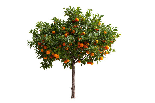 Fruitful citrus orange tree isolated on white
