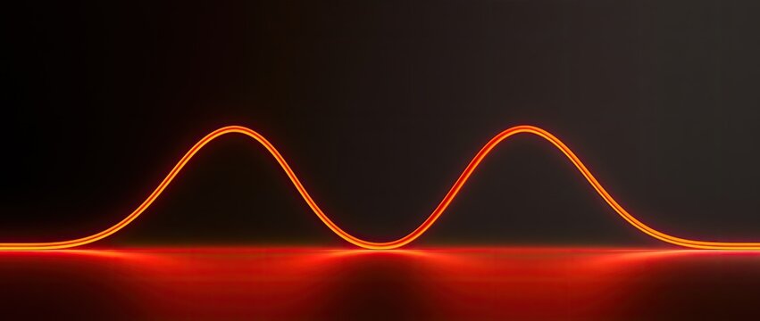 Glowing orange wave against a dark background with a reflective surface