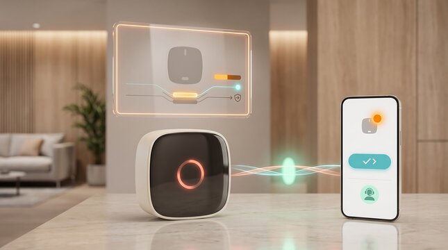Connected Smart Device Receiving Firmware Security Update Via Smartphone Application