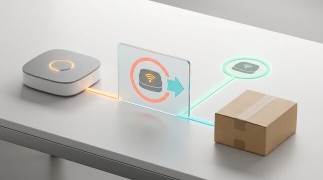 Holographic Interface Showing Smart Device Wi-Fi Connectivity and Firmware Update Process