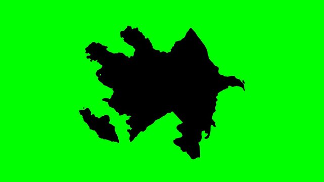 Geography animation black silhouette Caucasus geographical azerbaijan country map transformation with green background over time