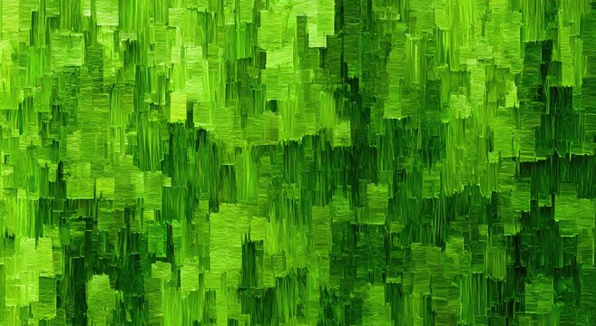 Abstract textured green mosaic, resembling grass blades