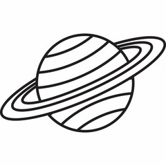 Saturn Planet Ring Outline Vector Line Art Icon © BungCu