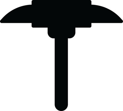 Black silhouette of a pickaxe isolated on transparent background