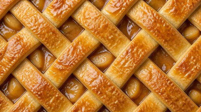Close up of golden lattice pie crust background