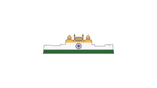 Red Fort Delhi With Indian Tricolor Flag Border Independence Day Vector
