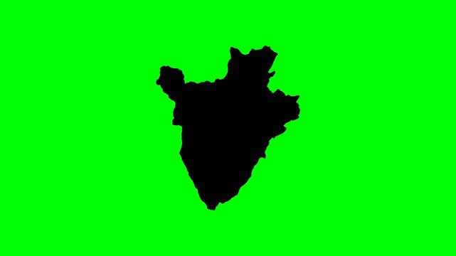 Africa animation geography animated map progression of Burundi country shape on green background for presentations