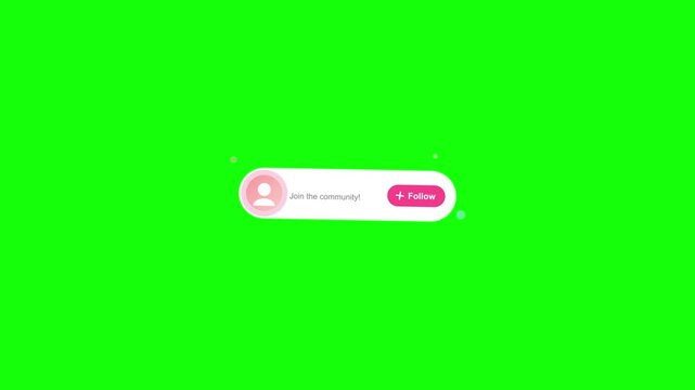 Green Screen Social Media Follow Button Animation Overlay.