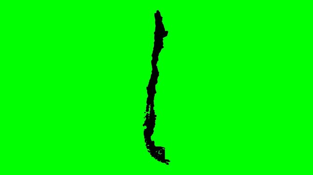 Animation geography country screen animated map visualization of Chile with green background and timeline progression