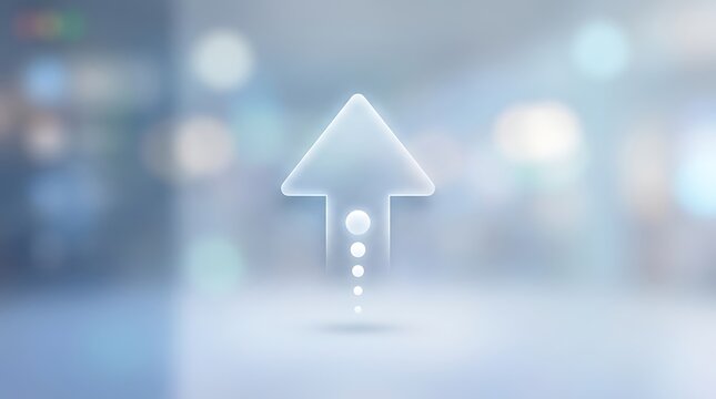 Glowing upward arrow symbol on blurred background representing growth