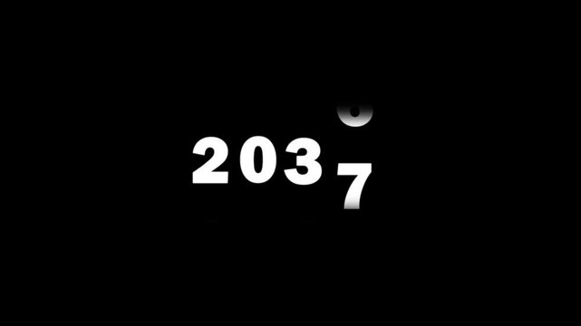 Digital mechanical flip clock counter animation showing rapidly changing years and time progression timer