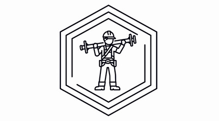 Fototapeta premium Construction Worker Icon Carrying Equipment - Industry Vector Symbol