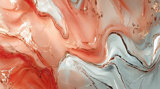 Elegant fluid art background featuring peach and alabaster swirls