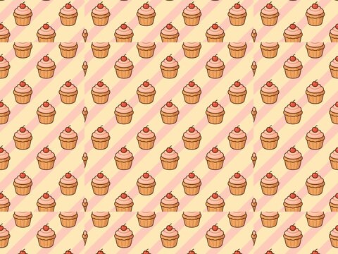 seamless pattern with cup cakes 