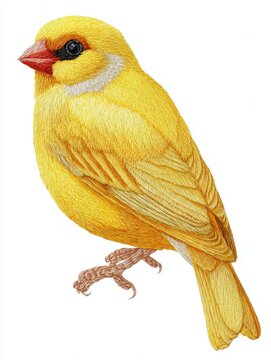 Vibrant Yellow Canary Bird Illustration Isolated Against A Clean White Background