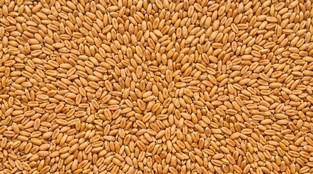 Golden wheat kernels overhead surface texture perfect for food branding, agriculture websites, and corporate design