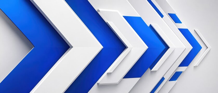 Modern abstract background with white and blue directional 3D arrows pointing right background direction abstract