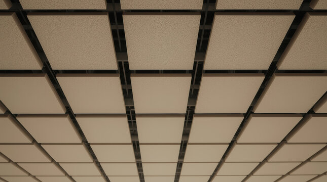 Suspended acoustic panel ceiling pattern minimalist architecture symmetrical grid