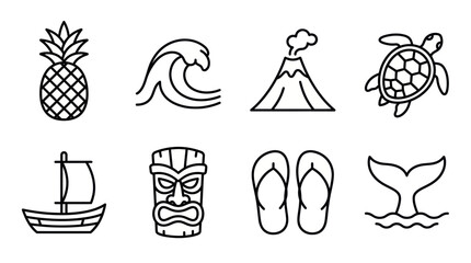 Tropical island and summer vacation icon set. © Zity