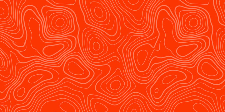 Abstract red topographic map line pattern background, vector orange contour lines texture, topographic elevation land grid backdrop for outdoor adventure banner, salmon fillet design, and poster.