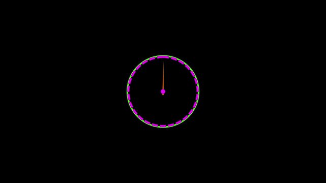 Clock icon features a minimalist purple border with a single rotating hand centered on a black background to signify a passing moment or a duration limit in a digital application or web interface.