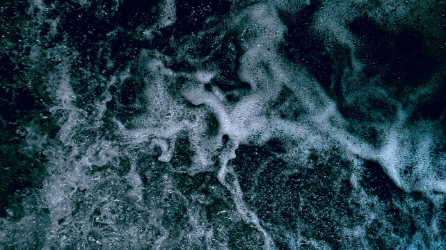 Dark Navy Blue Water Foam Texture Abstract Aerial Pattern