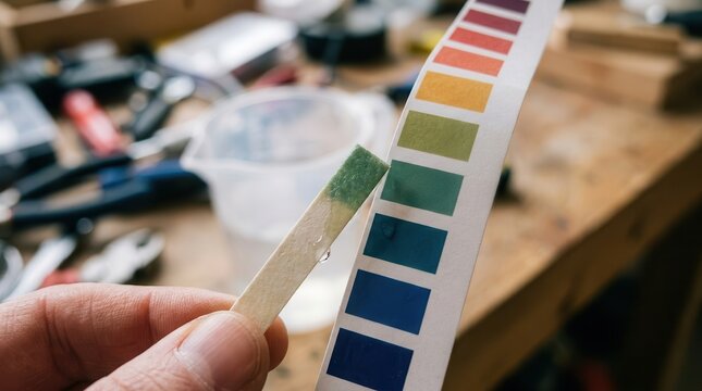 Precise Chemical Analysis Using pH Indicator Paper Strip for Liquid Acidity and Alkalinity Testing in a Professional Scientific Laboratory Setting