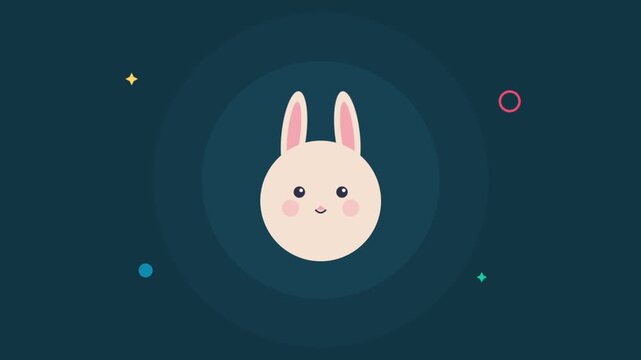 Animated Bunny Floating in a Dark Space Backdrop for Video.