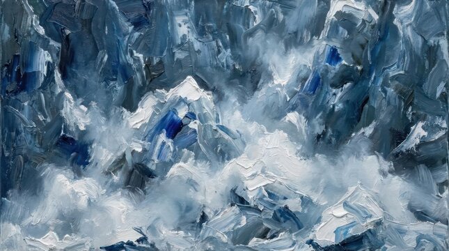 Abstract blue and white oil painting texture.