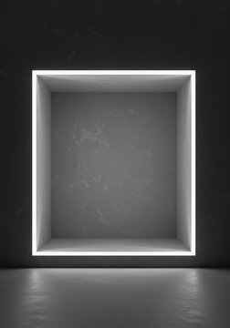 Abstract, minimalist void showing profound depth. Textured gray surface with subtle gradients and light effects, subtle, background, design