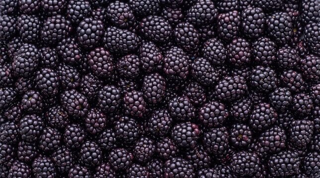 Top view of fresh ripe blackberries filling the entire frame perfect for grocery marketing, healthy lifestyle website, and food packaging design