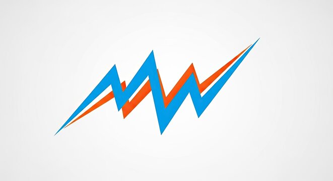 Blue and orange jagged lightning bolt wave icon.