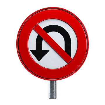 No U Turn Road Sign PNG