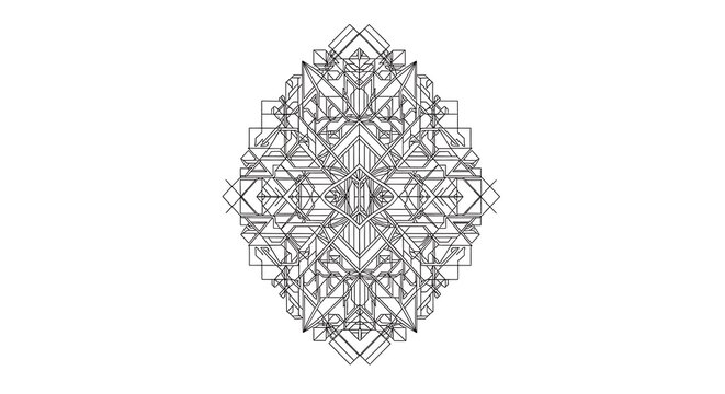 Intricate geometric linear mandala pattern with symmetrical abstract structure