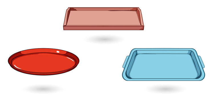 3D rendered baking dishes and tray on transparent background