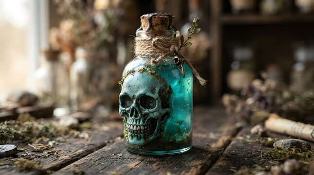Decorative skull potion bottle