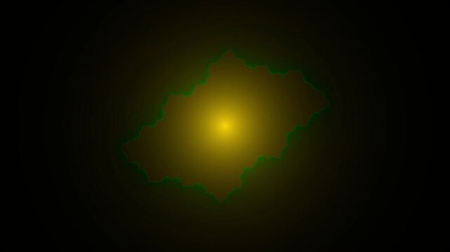 Abstract Digital Fractal Pattern Pulsating with Bright Golden Light