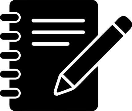 Spiral notebook and pencil icon for notes and writing isolated on transparent background