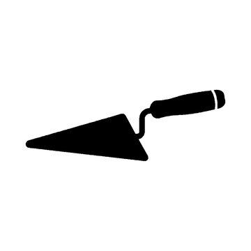 Trowel icon depicts a fundamental hand tool used by masons and bricklayers for spreading mortar, cement, or plaster during professional masonry and home renovation construction tasks.