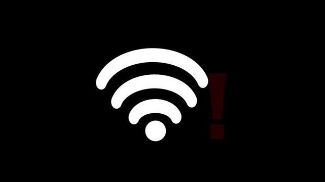 No WiFi Signal Icon Animation with Alpha Channel 4K, Internet Connection Error