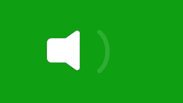 **Optimized Title:** Speaker Volume Sound Wave Icon Animation on Green Screen with White Audio Symbol
