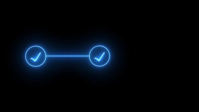 neon 3 step infographic process with check mark icon. infographic step by step process icon animation on black background, step process success with check marks.: Business Steps.