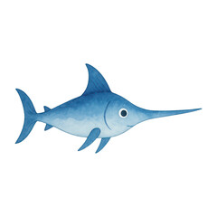 Fototapeta premium PNG Playful swordfish illustration for kids.