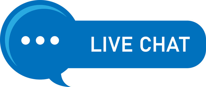Blue Live Chat Banner with Speech Bubble Customer Service Label PNG Transparent Background